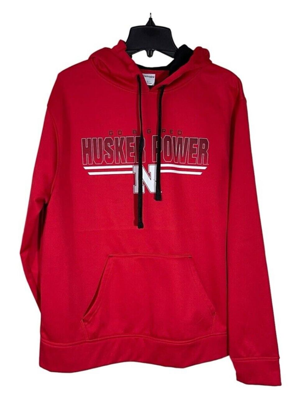 Nebraska Cornhuskers Sweatshirt Mens Large Red Pullover Hoodie NCAA Football‎